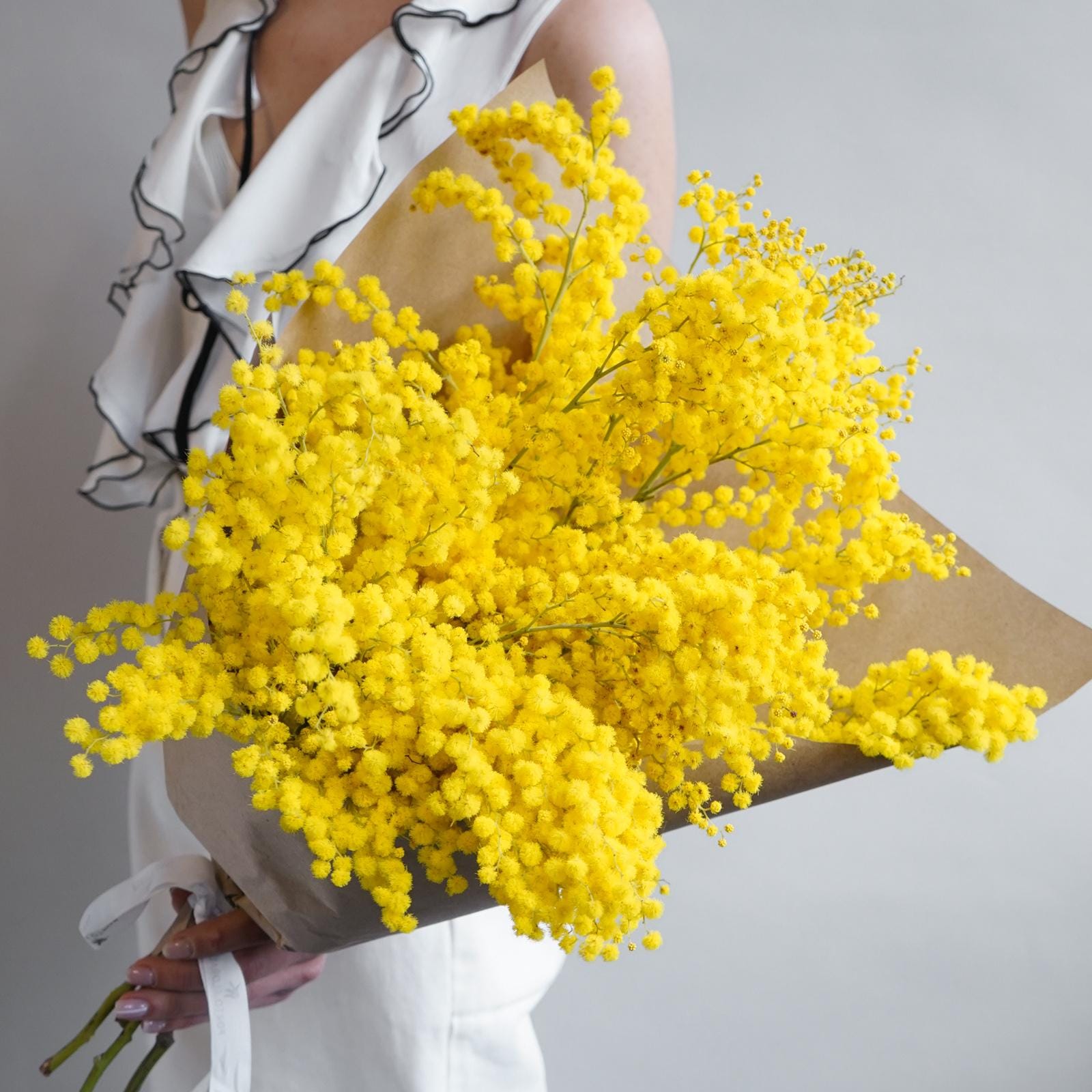 Букет 9 Пучков Золотой Мимозы в коробке